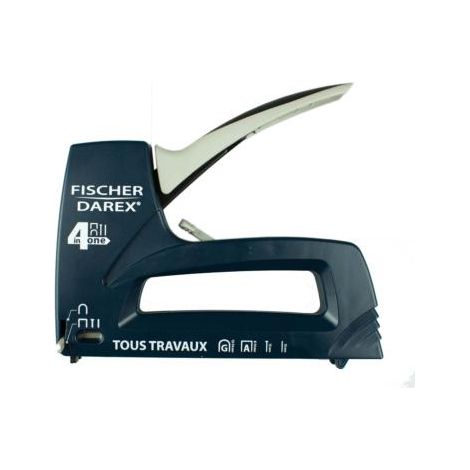 Fischer Darex – Agrafeuse-cloueuse manuelle 4 fonctions – Agrafes 8 à 14 mm – Clouage type P et PT 15 mm – Pour bois dur et teck (1/6)