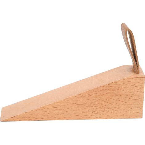 Butée de porte en bois massif, cale de porte antidérapante, support de porte de sécurité durable avec coussinets (L) (1/5)