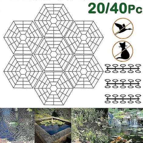 Filet flottant de protection pour poissons de bassin de jardin en plastique, lot de 20/40, utilisé pour protéger les poissons des prédateurs tels que les hérons et les chats. (1/2)