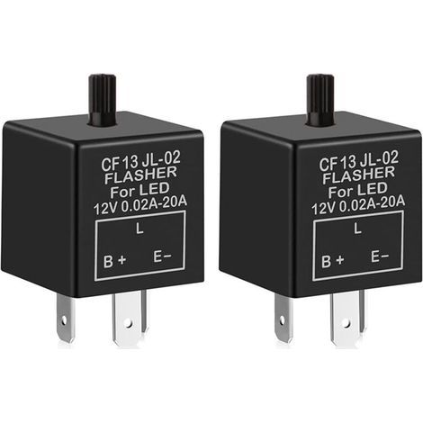 2 pezzi Relè lampeggiatore 12V a 3 pin regolabile per indicatori di direzione LED CF-13KT, relè elettronico del lampeggiatore per auto e moto 0.1W-150W (1/4)