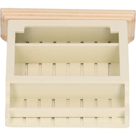 Vitrine miniature pour maison de poupée, finitions soignées, en bois composite, couleur crème (1/5)