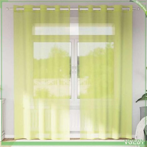 Rideau en voile - FAFEISY - 4102056 - vert pomme - 140x245 cm - 2 pièces - œillets (1/5)