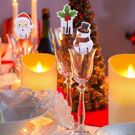 80 Christmas wine glass markers: Santa Claus, red hat, snowman, party accessories, decorative glass cards (1/5)
