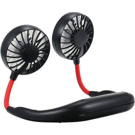 Ventilateur portable mains libres avec casque audio, mini ventilateur de cou rechargeable par USB, idéal pour les voyages, les activités de plein air et le bureau (noir)-1PCS-Black