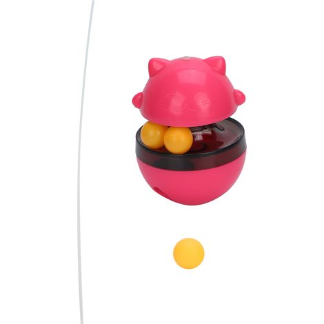 Jouet Distributeur de Nourriture pour Chat ABS Rouge 13.5cm Balle Interactive Réglable Anti-Stress avec Piste Double et Friandises (1/5)