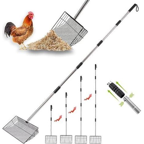 Metal Chicken Poop Scoop Removable Chicken Coop Cleaning Tool Chicken Coop Accessories (1/5)