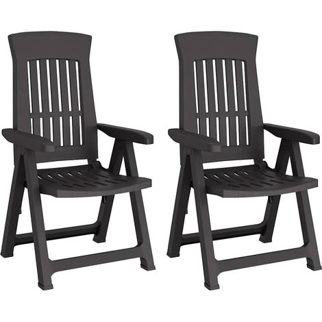 Fauteuils de Jardin Inclinables et Pliants en Plastique PP 4 Positions Anthracite Lot de 2 (1/5)