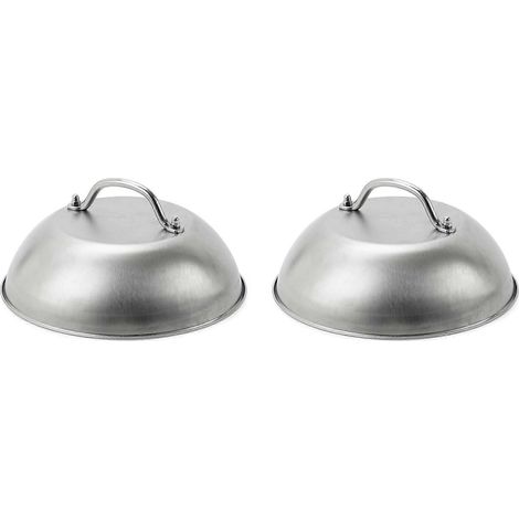 2 Grillaufsätze, robuster 23 cm breiter Edelstahldeckel für Smashburger und geschmolzenen Käse (1/5)