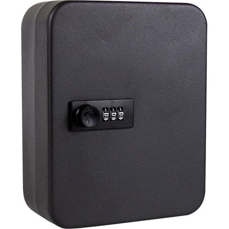 Armoire à clés verrouillable à 20 chiffres, boîte de rangement pour clés pour maison, bureau, appartement (noir, à combinaison) (1/5)