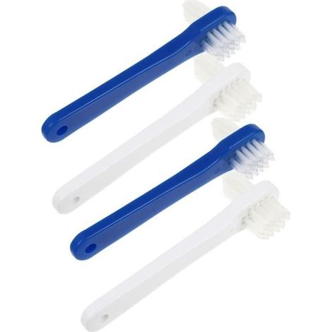Brosse à dents - Non spécifiée - Lot de 4 - Double tête - Poils en nylon - Convient aux prothèses dentaires (1/4)
