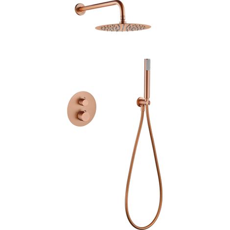 Ensemble de douche murale encastrée TWIST Thermostatique Or rose brosséOr rose brosséChroméNickel brosséOr brosséNoir matCanon de fusil (1/2)