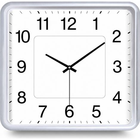 Horloge murale carrée silencieuse avec calendrier argentée 9 pouces 22,5 cm argent 9 22.5 cm 200 g – Livraison gratuite