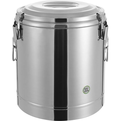 Seau isotherme 30L – Acier inoxydable 304/201, isolation PU 12h, 3 verrous – Pour restaurant, café, buffet, banquets