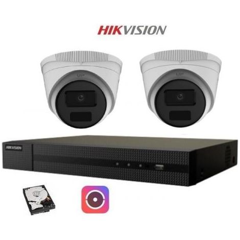 HIKVISION KIT VIDEOSORVEGLIANZA IP POE 4 CANALI 2 TELECAMERE DOME 4 MPX 500GB