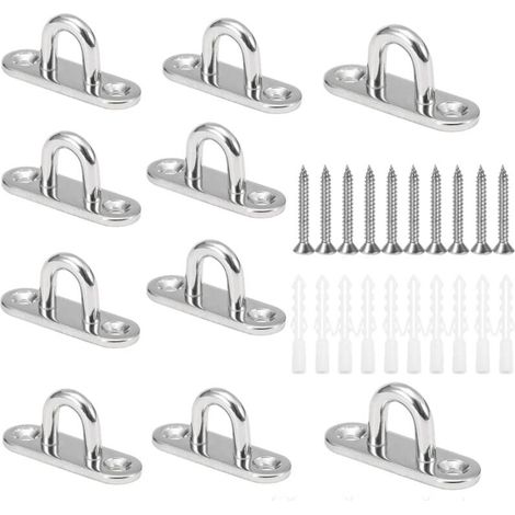 10 Pièces M5 Crochets de Plafond en Forme U en Acier Inoxydable 304 de Base 15 x 45mm Support Mural Plaques à Oeil-LIAIKI (1/5)