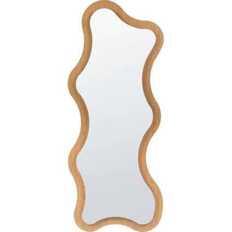 Espejo de pared colgante LED para baño con interruptor táctil 170 x 60 cm marrón claro Combre (1/5)