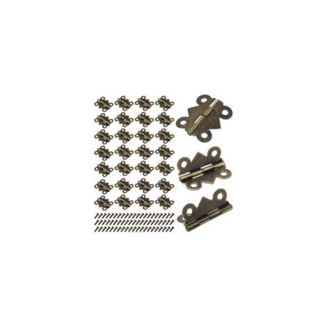 50 minibisagras, bisagras plegables tipo mariposa de 25x20 mm, minibisagras de bronce antiguo, adecuadas para muebles del hogar, herrajes para armarios, cajones, roperos, y se suministran con - Crezuo