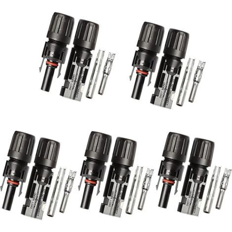 Solar Panel Connectors, 5 Pairs of Solar Cable Connectors Male/Female, IP67 Waterproof, For PV Panel Connections and Solar Panel Systems (1/5)
