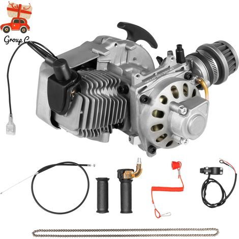 49cc 2 Stroke Pull Start Engine Starter Motor, 2 Stroke Single Cylinder Gasoline Electric Bike Engine Scooter for Pocket Bike Mini Dirt Bike ATV Scooter