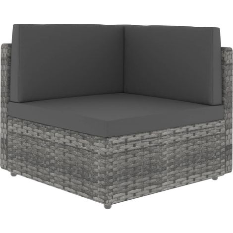 Modulares Sofa-Eckteil Poly Rattan Grau (1/5)