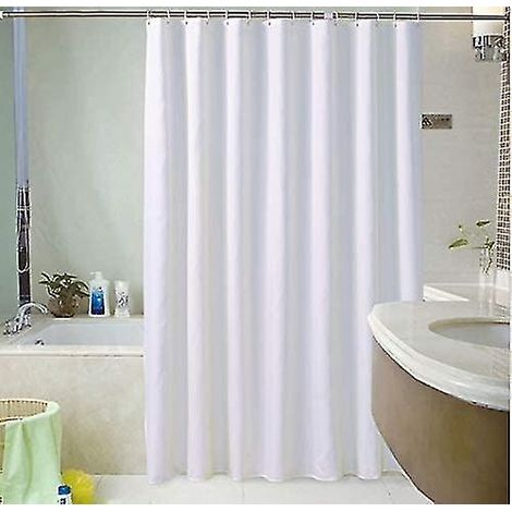 Filiyano-Rideau de douche blanc simple - 180 x 220 cm - Extra long et rigide (1/4)