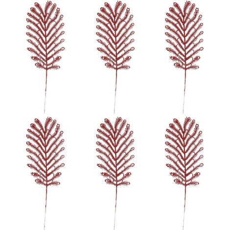 6 Stück Kreative und originelle Weihnachtsdekoration zum Selbermachen: Künstliche Meranti-Schwänze zum Basteln und Verschenken (Rot)-34X12CM-Red (1/3)