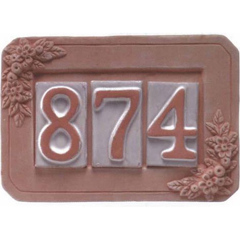 Portanumero In Terracotta 3 Posti Cm. 24X16 - 5 Pz (1/2)
