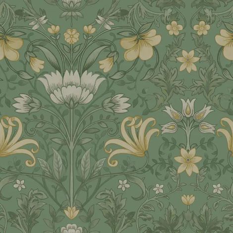 Holden Decor Vintage Floral Green Flowers Naturistic Botanical Feature Wall (1/4)