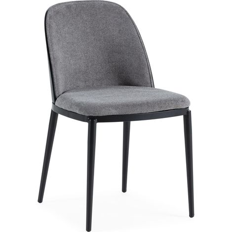 Chaise 58x60x74 Tissu Gris/Bois/Métal Noir (1/5)