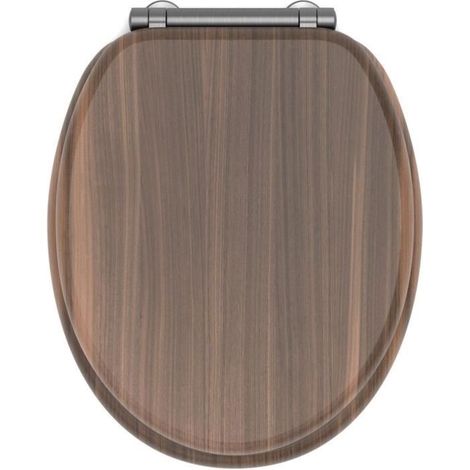 Toilet seat - GELCO - Walnut - FSC MDF - Soft close - Brushed graphite metal hinges (1/3)
