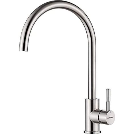 Robinet de Cuisine Mitigeur Évier à Poignée Unique, Arc Élevé Débit Élevé 360, Acier Inoxydable Économe en Eau (1/5)