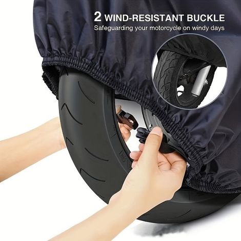 BelleRise - 1x Housse de moto robuste (Tissu Oxford 210D) 2XL (Inclut bandes réfléchissantes et œillets pour antivol) (1/5)