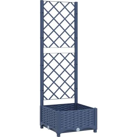 Bac à plantes avec support intégré, bleu-gris, 40x40x121,5 cm, en matériau PP.