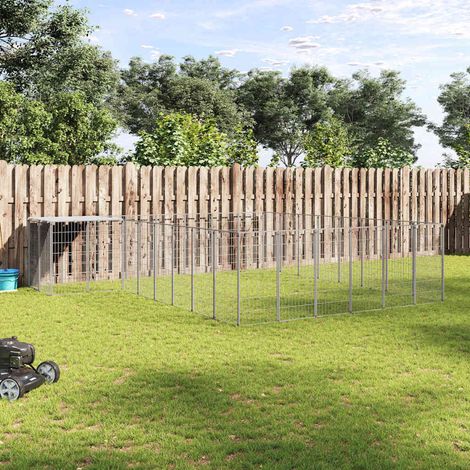 vidaXL Perrera plateada 15,73 m² acero (1/5)
