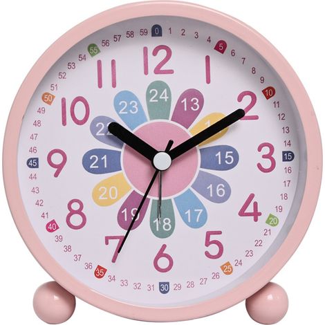 Reloj despertador de mesa silencioso de metal para niños, con luz y mecanismo de cuarzo, color rosa B (venta al por mayor) (1/5)