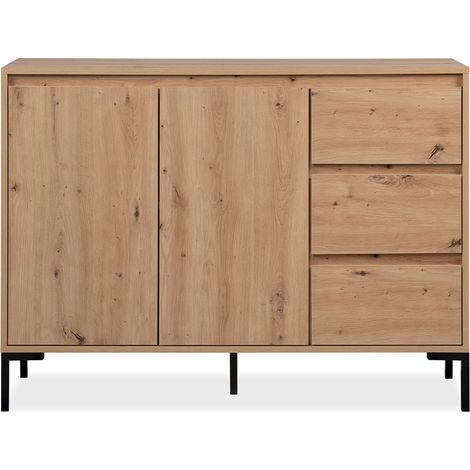 Credenza a 2 ante con 3 cassetti e 1 ripiano L120 cm - Plock