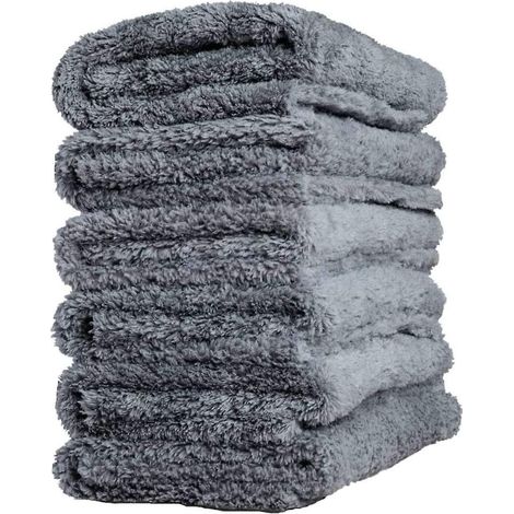 Set mit 6 Auto-Mikrofasertüchern ohne Kanten für schnelles Trocknen, wiederverwendbar zum Reinigen und Polieren, 450 g/m², 40 x 40 cm (Grau) (1/2)