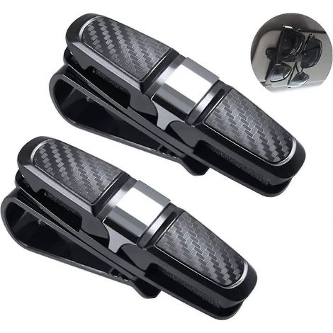 Porte-lunettes de voiture, lot de 2  porte-lunettes de soleil de voiture, porte-lunettes avec porte-cartes, double face (1/3)