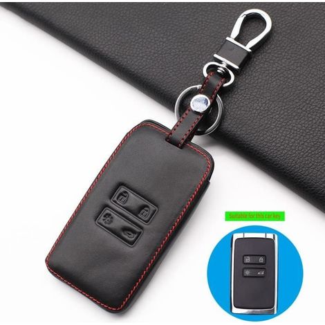 Étui pour carte télécommande sans clé, en cuir, pour voiture renault talisman, captur, espace clio, me black (1/3)