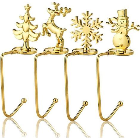 Christmas Stockings - Set of 4 for Fireplace: Santa, Snowman, Reindeer, Christmas Tree (1/5)