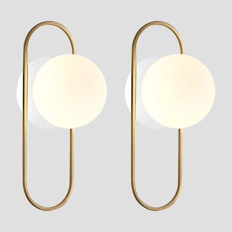 Applique murale sphérique en verre doré, style rétro médiéval-moderne, à utiliser comme lampe de miroir de salle de bain, 2 pièce. (1/5)