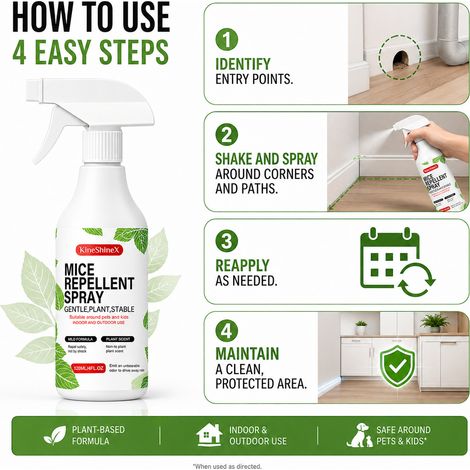 KineShineX Rattenabwehrspray auf Pflanzenbasis – Sicher für Mütter, Babys, Haustiere und Lagerhallen Langzeit-Rattenabwehrspray (1/5)