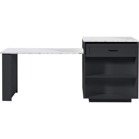Table bar extensible avec rangement en MDF, 133-202×70×93,5 cm, 2 tiroirs et 4 compartiments, noir (1/5)