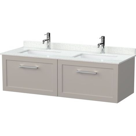 Stonnall Traditional Wall Hung 1 Drawer Vanity Unit with Laminate Worktop, 1200mm, Pebble Grey