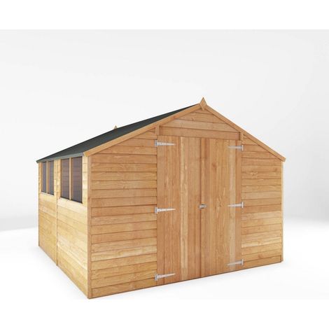 10 x 10 Feet Overlap Apex Workshop - Timber - L297 x W309.7 x H225.4 cm - Brown