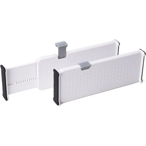 Set di 5 divisori per cassetti in plastica, alti 10,2 cm, regolabili da 28 a 43,2 cm, organizer per cassetti per vestiti, divisori espandibili per cassetti per organizzare e riporre (1/5)