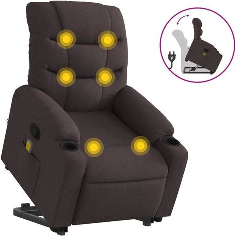 Chaise longue de massage ergonomique en tissu velours brun foncé – Relaxation complète, dossier inclinable et repose-pieds réglable (1/5)