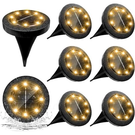 Solar Lights Outdoor, 8 Pack 8 LED Solar Light Garden Warm White Lighting Waterproof LED Spotlight Outdoor Decoration Solar Panel for Lawn Pathway Patio Floor [Energy Class A+++]