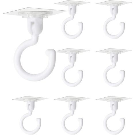 8 Pièces Crochets Auto-adhésifs Transparents Crochet Rotatif à 360 Degrés Crochet Adhésif Puissant Plafond Crochets Muraux Sans Perçage pour Sall (1/5)