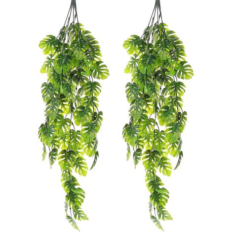 Ghirlanda di foglie di Monstera artificiale da 2 pezzi, decorazione da parete sospesa, rattan simulato, pianta verde artificiale realistica per casa, feste, giardino, camera da letto (1/5)